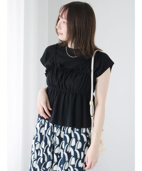 Te chichi TERRASSE（テチチテラス）の「ワッフルビスチェセットTシャツ（Tシャツ/カットソー・レディース・ブラック/オフホワイト/オレンジ・F）」の9枚目の写真