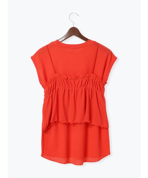 Te chichi TERRASSE（テチチテラス）の「ワッフルビスチェセットTシャツ（Tシャツ/カットソー・レディース・ブラック/オフホワイト/オレンジ・F）」の12枚目の写真