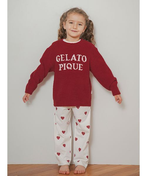 gelato pique（ジェラートピケ）の「【KIDS】ハート柄ロングパンツ（ルームウェア/パジャマ・キッズ・レッド/ブルー・90/100/110/120）」の2枚目の写真