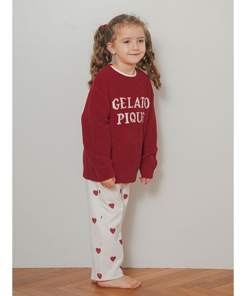 gelato pique（ジェラートピケ）の「【KIDS】ハート柄ロングパンツ（ルームウェア/パジャマ・キッズ・レッド/ブルー・90/100/110/120）」の7枚目の写真