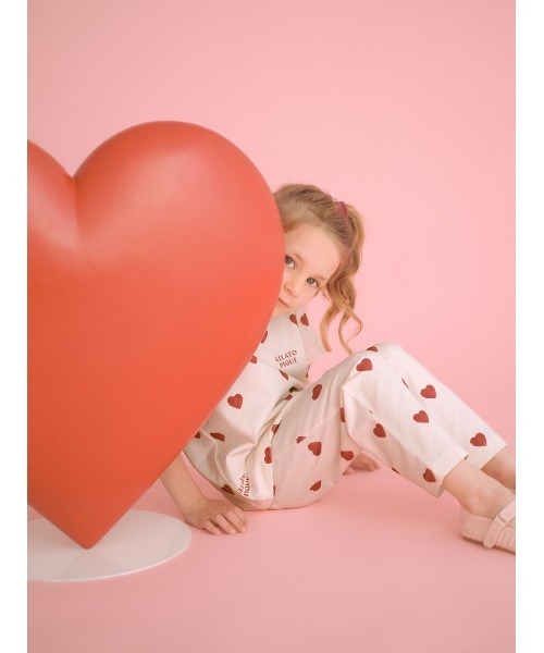 gelato pique（ジェラートピケ）の「【KIDS】ハート柄ロングパンツ（ルームウェア/パジャマ・キッズ・レッド/ブルー・90/100/110/120）」の20枚目の写真