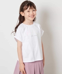a.v.v（アーヴェヴェ）の「[100-130]オーロラスパンコールロゴTシャツ（Tシャツ/カットソー・キッズ）」