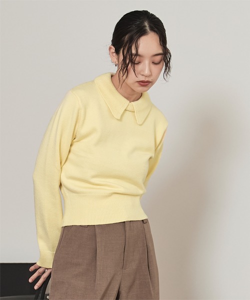 美品 ミミメメット ショートニット クロップドセーター me+em select（ミームセレクト） ニット セーター 「 2color 」ラメ