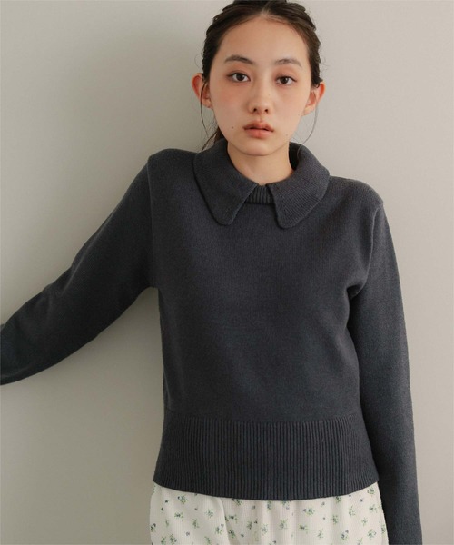miette(ミエット)の「襟付きショートニット(ニット/セーター・レディース・グレー/アイボリー/イエロー/ピンク/グリーン/レッド/チャコール・FREE)」の17枚目の写真