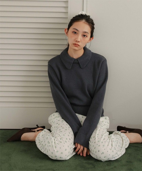 miette(ミエット)の「襟付きショートニット(ニット/セーター・レディース・グレー/アイボリー/イエロー/ピンク/グリーン/レッド/チャコール・FREE)」の18枚目の写真