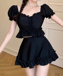 MAISON SELECT（メゾンセレクト）の「7C7 ガーリーフリル パフスリーブ スカートビキニ セットアップ（水着）」