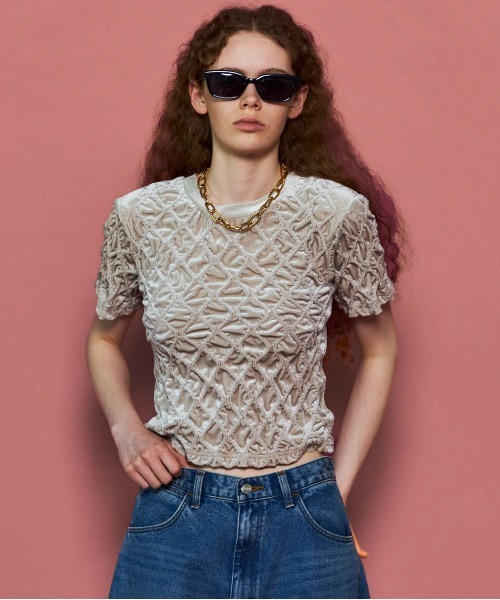 tシャツ 「25AW PRE-ORDER」Velor Shirring Tops/ベロアシャーリングトップス「MAISON SPECIAL/メゾンスペ MAISON SPECIAL（メゾンスペシャル）の「【25AW PRE-ORDER