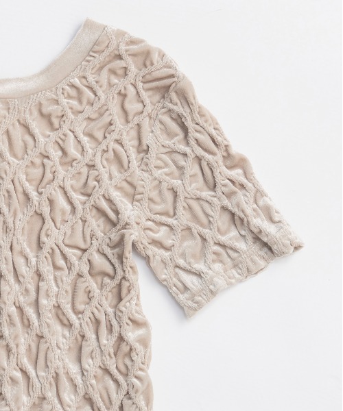 セール】Velor Shirring Tops/ベロアシャーリングトップス