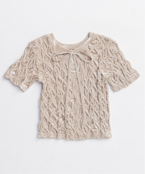 セール】Velor Shirring Tops/ベロアシャーリングトップス