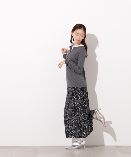 N.（N. Natural Beauty Basic）（エヌエヌナチュラルビューティーベーシック）の「ヘンリーネックシアーカットソー（Tシャツ/カットソー・レディース・ブラウン/イエロー/オフホワイト/グレー・MEDIUM）」の9枚目の写真