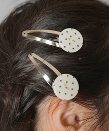 SPINNS | 【2個セット】ボタンパッチンピン/ヘアピン/ドット柄/NEO森ガール(ヘアピン)