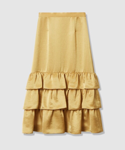 LOULOU WILLOUGHBY(ルルウィルビー)の「【LOULOU WILLOUGHBY】トリアセサテンティアードスカート(スカート・レディース・アイボリー/マスタード/ブラック・2/1)」の3枚目の写真