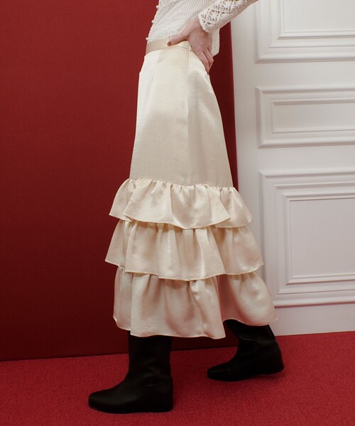 LOULOU WILLOUGHBY】トリアセサテンティアードスカート