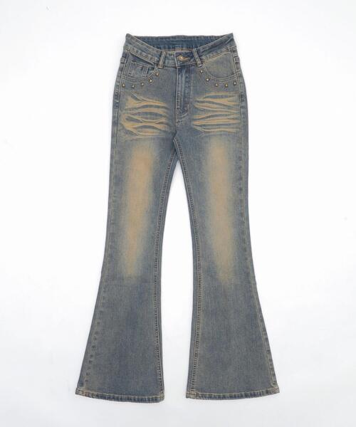 dispark（ディスパーク）の「DISPARK/ブラストスタッズフレアデニム（デニムパンツ・レディース・インディゴブルー/ブラック・MEDIUM/SMALL）」の19枚目の写真