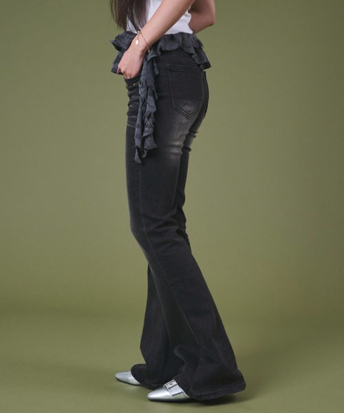 dispark（ディスパーク）の「DISPARK/ブラストスタッズフレアデニム（デニムパンツ・レディース・インディゴブルー/ブラック・MEDIUM/SMALL）」の12枚目の写真