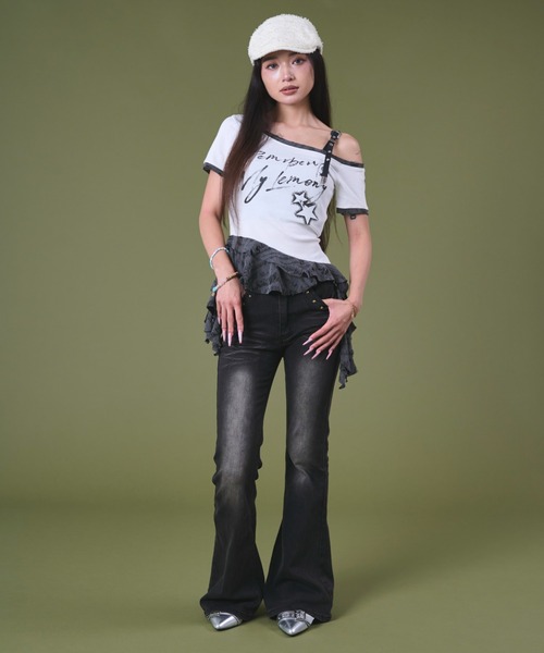 dispark（ディスパーク）の「DISPARK/ブラストスタッズフレアデニム（デニムパンツ・レディース・インディゴブルー/ブラック・MEDIUM/SMALL）」の15枚目の写真