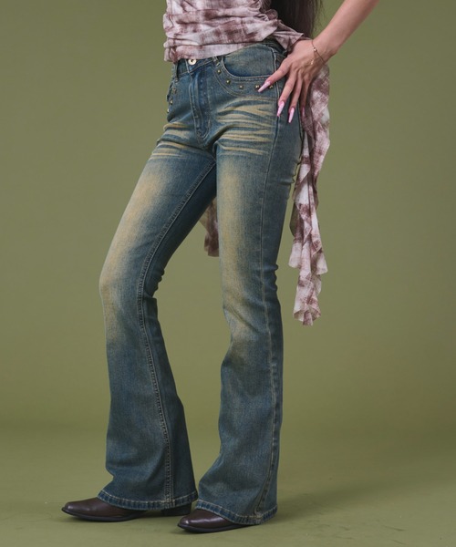 dispark（ディスパーク）の「DISPARK/ブラストスタッズフレアデニム（デニムパンツ・レディース・インディゴブルー/ブラック・MEDIUM/SMALL）」の16枚目の写真