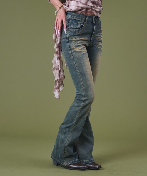 dispark（ディスパーク）の「DISPARK/ブラストスタッズフレアデニム（デニムパンツ・レディース・インディゴブルー/ブラック・MEDIUM/SMALL）」の17枚目の写真