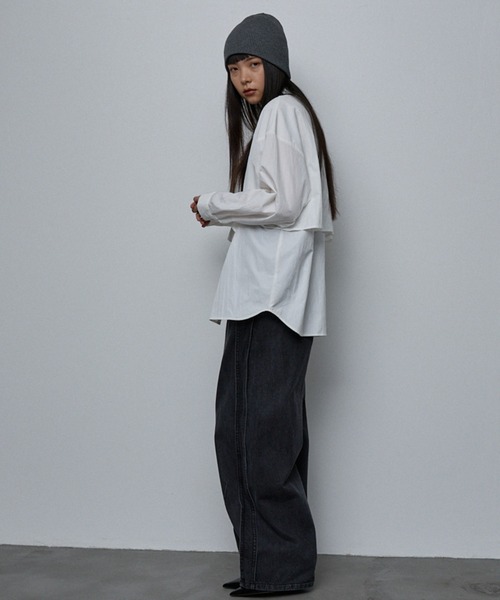 NOMINE（ノミネ）の「【ユニセックス】レイヤード風ヨーク オーバーサイズシャツ / ユニセックス ビッグシルエットシャツ（シャツ/ブラウス・レディース・ホワイト/ブラウン/ブラック/グレー/その他・フリー）」の21枚目の写真