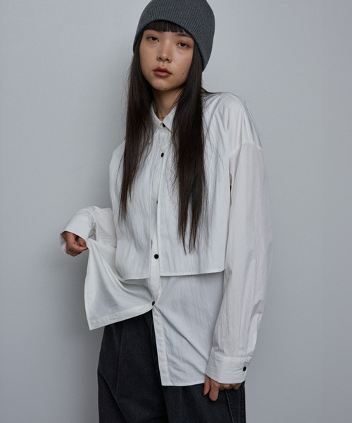 NOMINE（ノミネ）の「【ユニセックス】レイヤード風ヨーク オーバーサイズシャツ / ユニセックス ビッグシルエットシャツ（シャツ/ブラウス・レディース・ホワイト/ブラウン/ブラック/グレー/その他・フリー）」の20枚目の写真