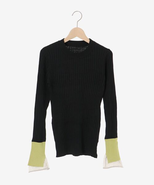 le.coeur blanc（ルクールブラン）の「《WEB限定アイテム》レイヤードカフス配色リブニット（ニット/セーター・レディース・ブラック/チャコールグレー/オフホワイト/キャメル・38）」の11枚目の写真