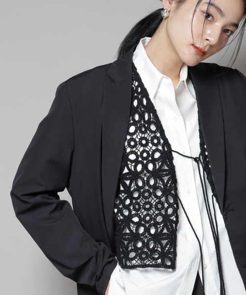 NANO universe（ナノユニバース）の「コットンコードレースジャケット（その他アウター・レディース・ブラック/ホワイト・FREE）」の2枚目の写真