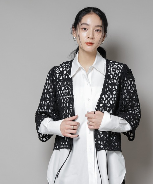 NANO universe（ナノユニバース）の「コットンコードレースジャケット（その他アウター・レディース・ブラック/ホワイト・FREE）」の8枚目の写真