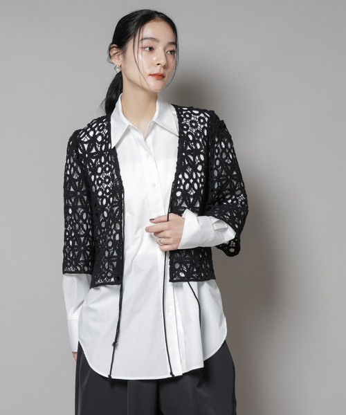 NANO universe（ナノユニバース）の「コットンコードレースジャケット（その他アウター・レディース・ブラック/ホワイト・FREE）」の9枚目の写真