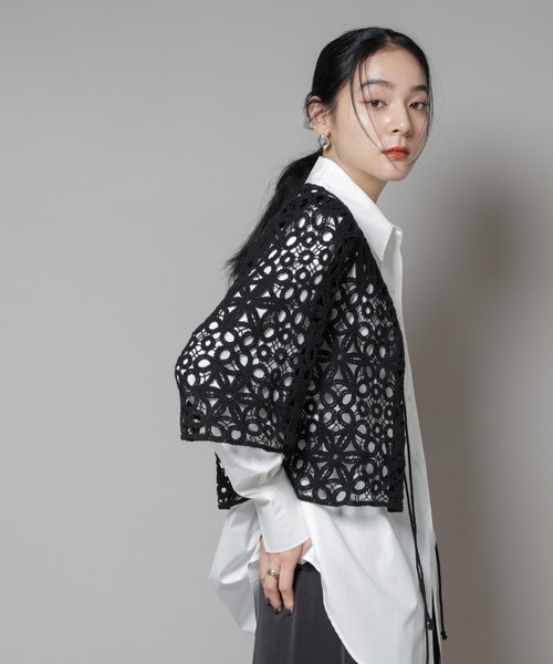 NANO universe（ナノユニバース）の「コットンコードレースジャケット（その他アウター・レディース・ブラック/ホワイト・FREE）」の10枚目の写真