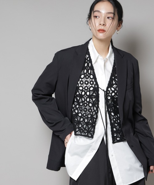 NANO universe（ナノユニバース）の「コットンコードレースジャケット（その他アウター・レディース・ブラック/ホワイト・FREE）」の15枚目の写真