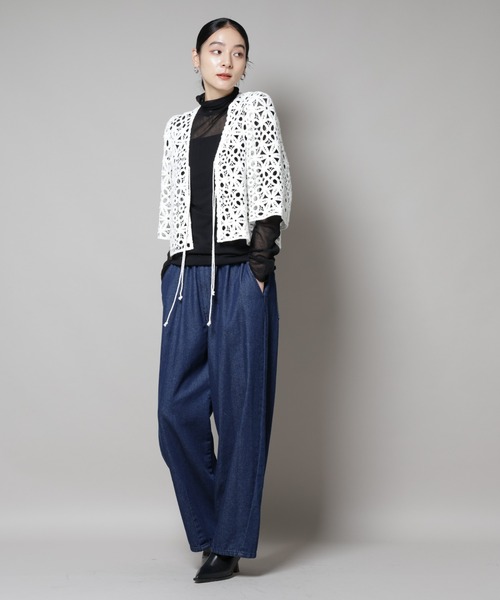 NANO universe（ナノユニバース）の「コットンコードレースジャケット（その他アウター・レディース・ブラック/ホワイト・FREE）」の6枚目の写真