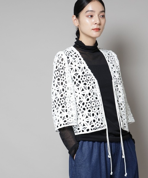 NANO universe（ナノユニバース）の「コットンコードレースジャケット（その他アウター・レディース・ブラック/ホワイト・FREE）」の4枚目の写真