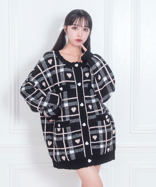 ♡Honey Cinnamon♡ハートケーブルレースアップポンチョ ハート