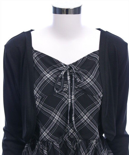clear（クリア）の「チェック柄ビスチェ＆カットボレロセット［大人 ガーリー 着回し力抜群］（Tシャツ/カットソー・レディース・オフホワイト/ブラック・F）」の20枚目の写真