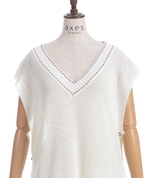 axes femme（アクシーズファム）の「連ボタンステッチニットベスト（ニット/セーター・レディース・ブラック/キナリ/モカ・FREE）」の15枚目の写真