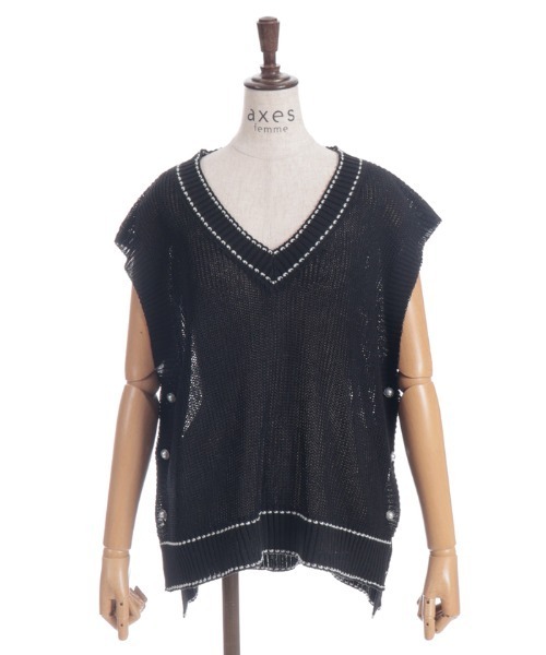 axes femme（アクシーズファム）の「連ボタンステッチニットベスト（ニット/セーター・レディース・ブラック/キナリ/モカ・FREE）」の19枚目の写真