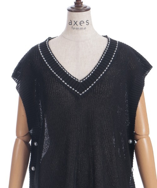 axes femme（アクシーズファム）の「連ボタンステッチニットベスト（ニット/セーター・レディース・ブラック/キナリ/モカ・FREE）」の10枚目の写真