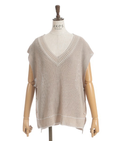 axes femme（アクシーズファム）の「連ボタンステッチニットベスト（ニット/セーター・レディース・ブラック/キナリ/モカ・FREE）」の14枚目の写真
