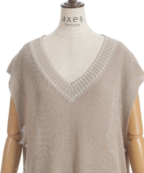 axes femme（アクシーズファム）の「連ボタンステッチニットベスト（ニット/セーター・レディース・ブラック/キナリ/モカ・FREE）」の6枚目の写真