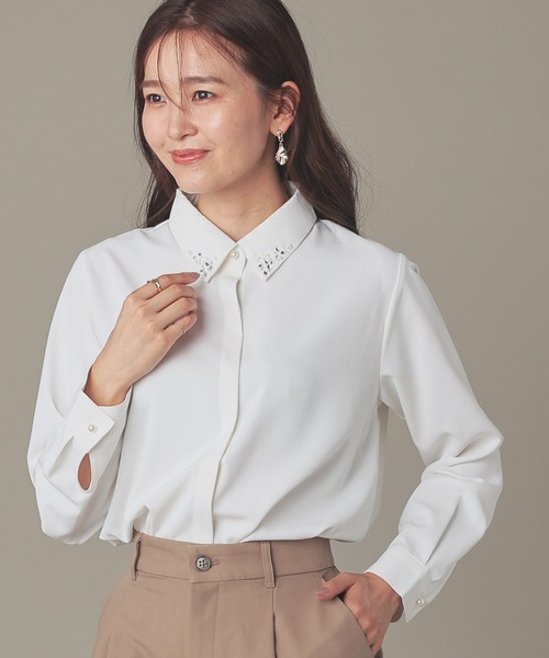 衿ビジュー付シャツ（シャツ/ブラウス）｜GLACIER lusso（グラシア