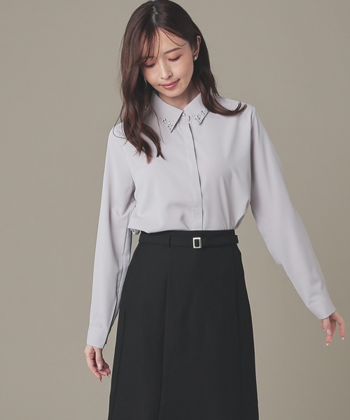 衿ビジュー付シャツ（シャツ/ブラウス）｜GLACIER lusso（グラシア