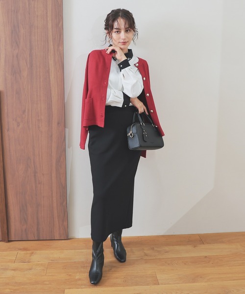 GLACIER lusso（グラシアルッソ）の「衿ビジュー付シャツ（シャツ/ブラウス・レディース・ライトグレー/ネイビー/アイボリー/ホワイト×ブラック・L/LL/M）」の13枚目の写真