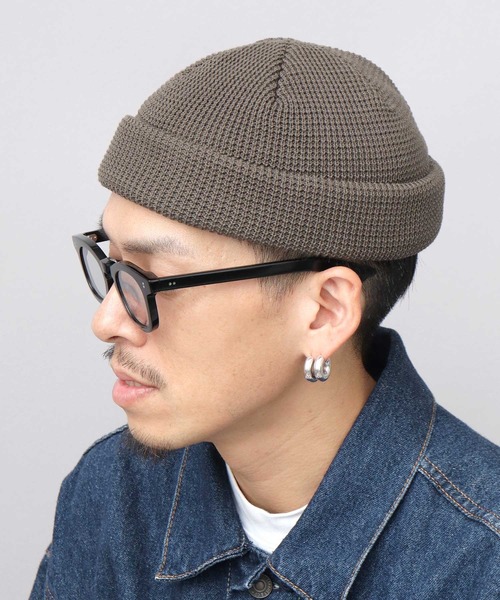 Mr.COVER（ミスターカバー）の「日本製 オーガニックコットン 3WAY ワッフル ロールニットキャップ （ロールキャップ・ミドルワッチ・シングルワッチ） 抗菌防臭効果（ニットキャップ/ビーニー・メンズ・オフホワイト/アーミー/ブラック/オレンジ/ネイビー/チャコール・FREE）」の8枚目の写真