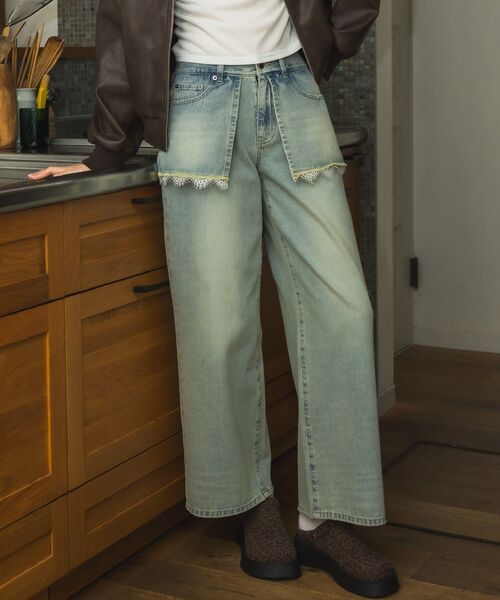 RETRO GIRL（レトロガール）の「スカートドッキングデニムPT（デニムパンツ・レディース・ダークブルー/ブルー系その他・FREE）」の2枚目の写真