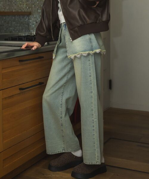 RETRO GIRL（レトロガール）の「スカートドッキングデニムPT（デニムパンツ・レディース・ダークブルー/ブルー系その他・FREE）」の3枚目の写真