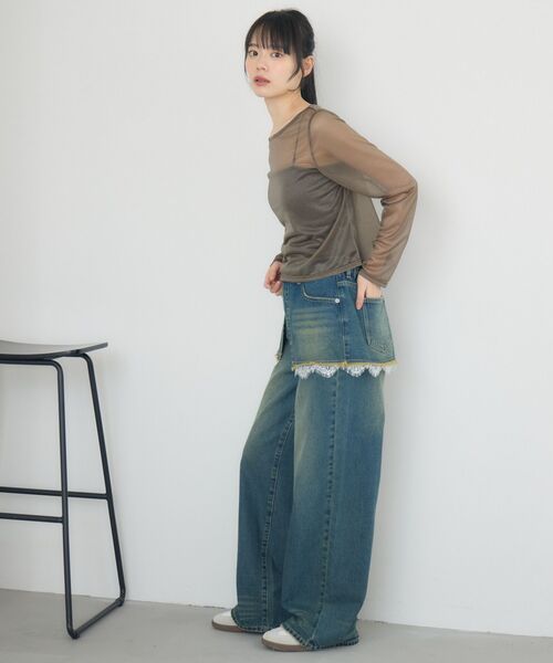 RETRO GIRL（レトロガール）の「スカートドッキングデニムPT（デニムパンツ・レディース・ダークブルー/ブルー系その他・FREE）」の12枚目の写真