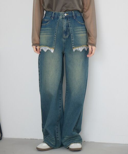 RETRO GIRL（レトロガール）の「スカートドッキングデニムPT（デニムパンツ・レディース・ダークブルー/ブルー系その他・FREE）」の13枚目の写真