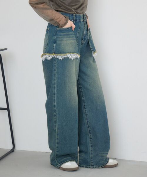 RETRO GIRL（レトロガール）の「スカートドッキングデニムPT（デニムパンツ・レディース・ダークブルー/ブルー系その他・FREE）」の14枚目の写真