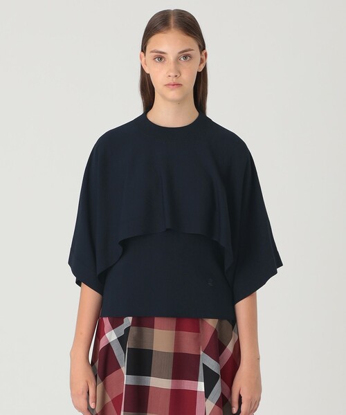 BLUE LABEL CRESTBRIDGE(ブルーレーベルクレストブリッジ)の「ドライレーヨンストレッチケープ付きニット(ニット/セーター・レディース・レッド系その他/ダークネイビー/ブルー系その他2・38)」の2枚目の写真