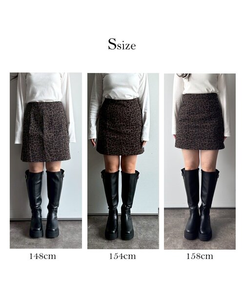 prose verse（プロズヴェール）の「レオパードツイル台形ミニスカート（スカート・レディース・ブラウン系その他・LARGE/MEDIUM/SMALL）」の2枚目の写真